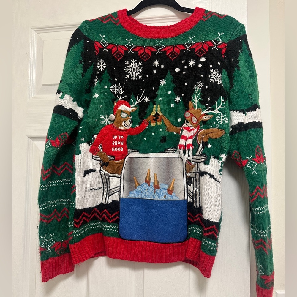 Holiday Time Red and Green Knit Sweater